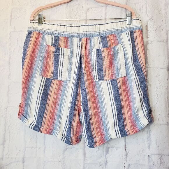 PER SE Linen-Blend Pull-on Striped Shorts Large - Picture 7 of 8